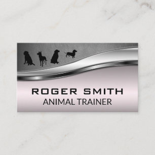 Tarjeta De Visita Canine Pack   Cuero gris metálico rosa