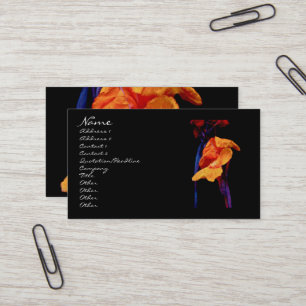 Tarjeta De Visita Canna Lilies on Black With Blue