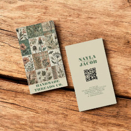 Tarjeta De Visita Cañón rosa verde y ropa de trabajo a mano