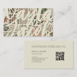 Tarjeta De Visita Cañón rosa verde y ropa de trabajo a mano