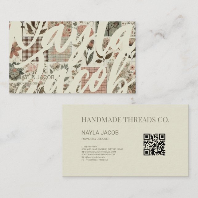 Tarjeta De Visita Cañón rosa verde y ropa de trabajo a mano (Anverso / Reverso)