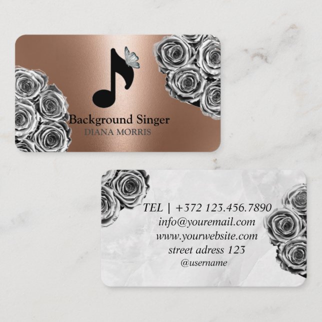 Tarjeta De Visita Cantante de fondo de la banda de acompañantes (Anverso / Reverso)