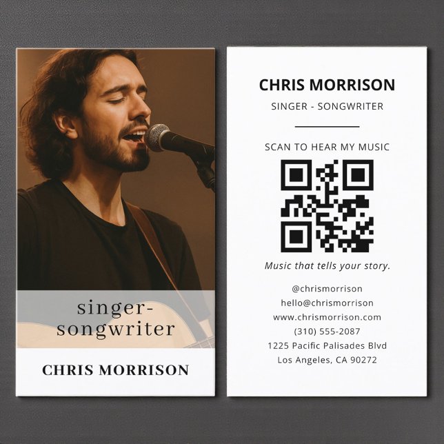 Tarjeta De Visita Cantante de fotos de música QR Code (Subido por el creador)