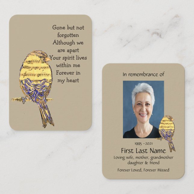 Tarjeta De Visita Cantante de música de pájaro cantante de fotos con (Anverso / Reverso)