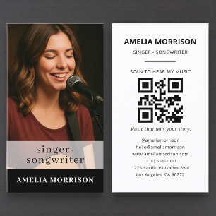 Tarjeta De Visita Cantante de música fotográfica QR Code