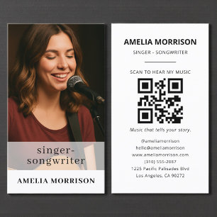 Tarjeta De Visita Cantante fotográfico de música de códigos QR