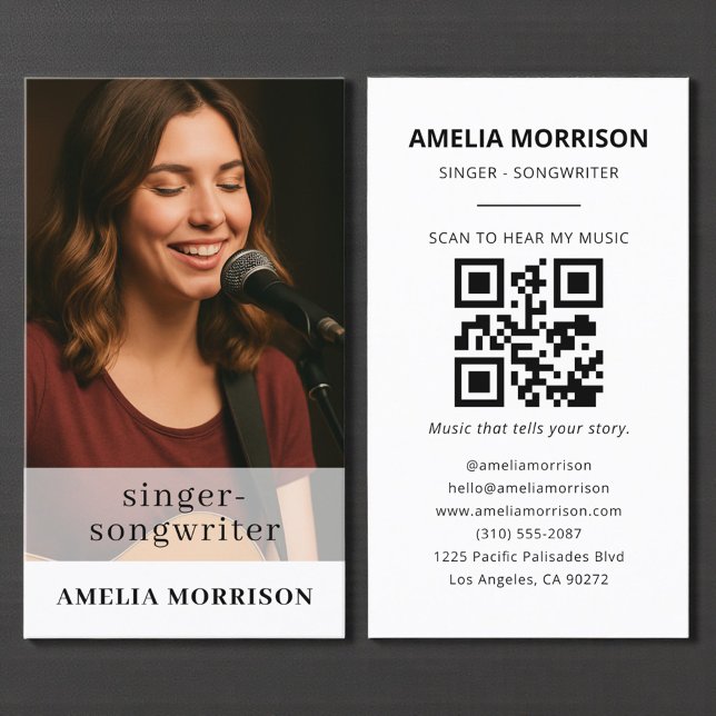 Tarjeta De Visita Cantante fotográfico de música de códigos QR (Subido por el creador)