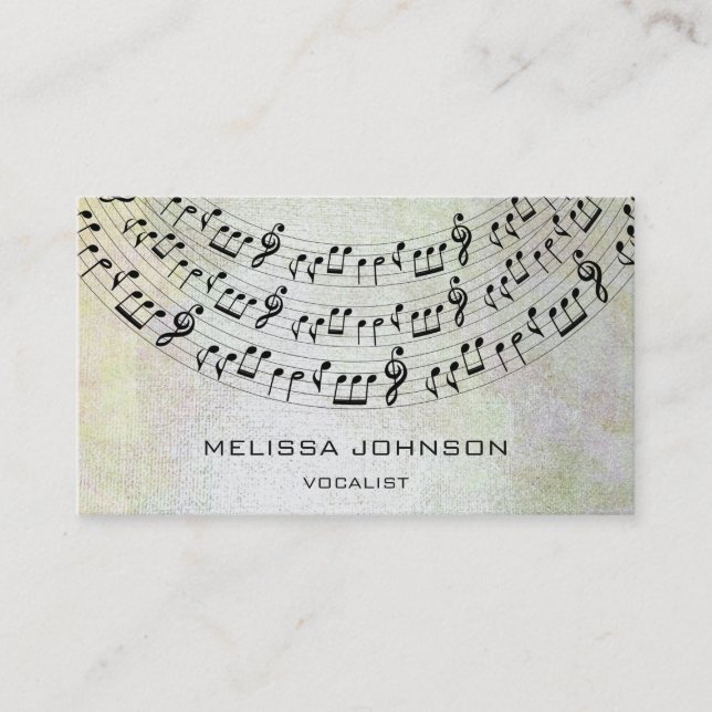 Tarjeta De Visita Cantante musical componente Pianista Pastel metáli (Anverso)