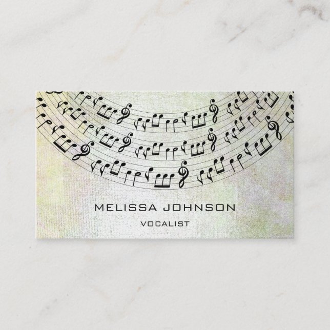 Tarjeta De Visita Cantante musical componente Pianista Pastel metáli (Anverso)