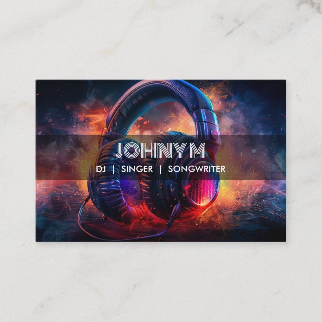 Tarjeta De Visita Cantante musical DJ Songwriter de Auriculares Mode (Anverso)