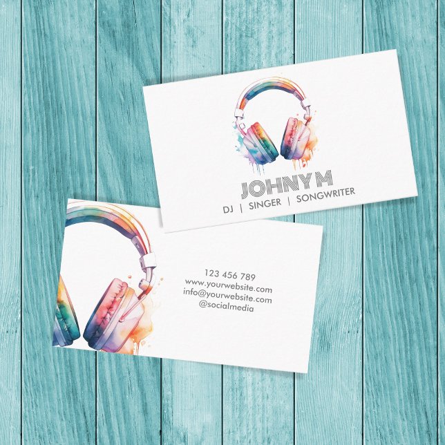 Tarjeta De Visita Cantante musical DJ Songwriter de Auriculares Mode (colorful headphones)