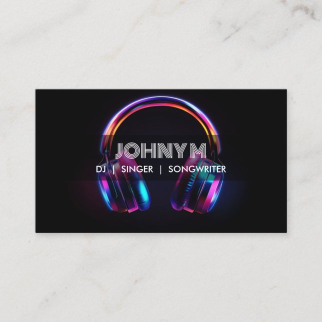 Tarjeta De Visita Cantante musical DJ Songwriter de Auriculares Mode (Anverso)