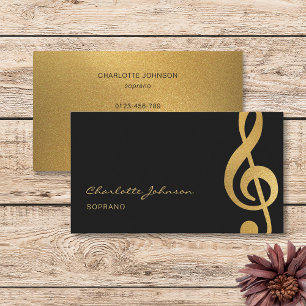 Tarjeta De Visita Cantante musical profesional Gold Treble Clef