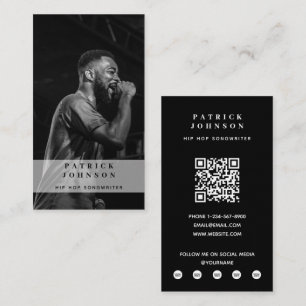 Tarjeta De Visita Cantante Musician Songwriter Foto Hip Hop Código Q