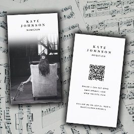 Tarjeta De Visita Cantante Músico Artista Foto Social Media QR Code