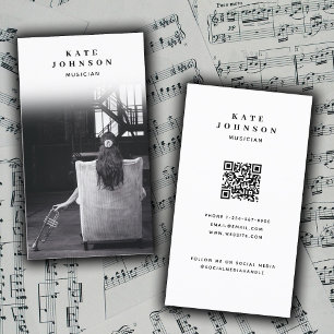 Tarjeta De Visita Cantante Músico Artista Foto Social Media QR Code