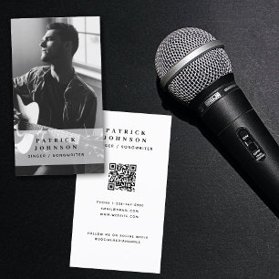 Tarjeta De Visita Cantante Músico Cantautor Foto Código QR