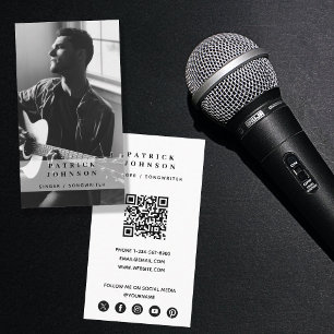 Tarjeta De Visita Cantante Músico Cantautor Foto Código QR