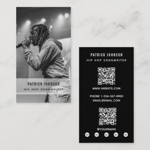 Tarjeta De Visita Cantante Músico Compositor Foto Hip Hop 2 Código Q