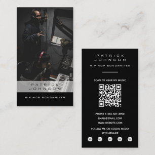 Tarjeta De Visita Cantante Músico Compositor Foto Hip Hop Código QR