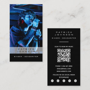 Tarjeta De Visita Cantante Músico Compositor Música Foto Código QR