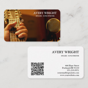 Tarjeta De Visita Cantante Músico Foto Música Moderna Blanco y Negro