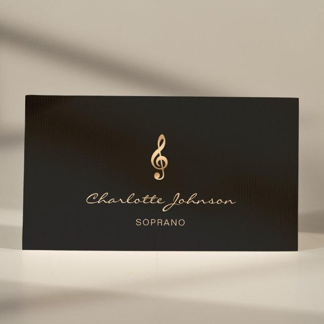 Tarjeta De Visita Cantante Profesional Soprano Gold Treble Clef (Subido por el creador)