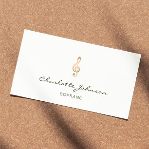 Tarjeta De Visita Cantante profesional Soprano Gold Treble Clef