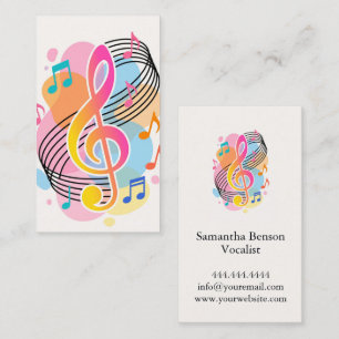 Tarjeta De Visita Cantante Vocalista Clave Musical Logo