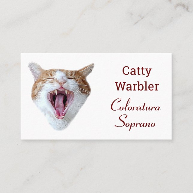 Tarjeta De Visita Cantar Gato coloratura soprano divertido (Anverso)