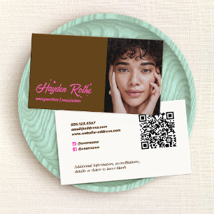 Tarjeta De Visita Cantautor musical de música Foto Código QR
