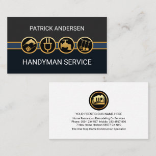 Tarjeta De Visita Capa de herramientas elegantes de mano de oro