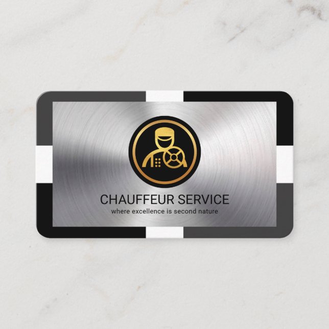 Tarjeta De Visita Capa De Plata En El Diseño De Marco Elegante (Anverso)
