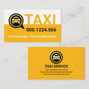 Tarjeta De Visita Capa de Servicio de Taxi Amarillo Simple