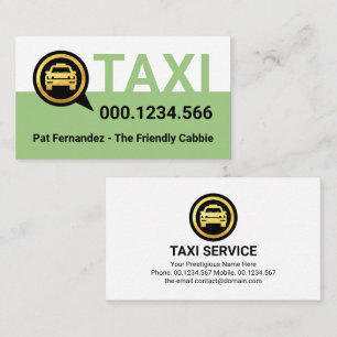 Tarjeta De Visita Capa de servicio de taxi Simple Green
