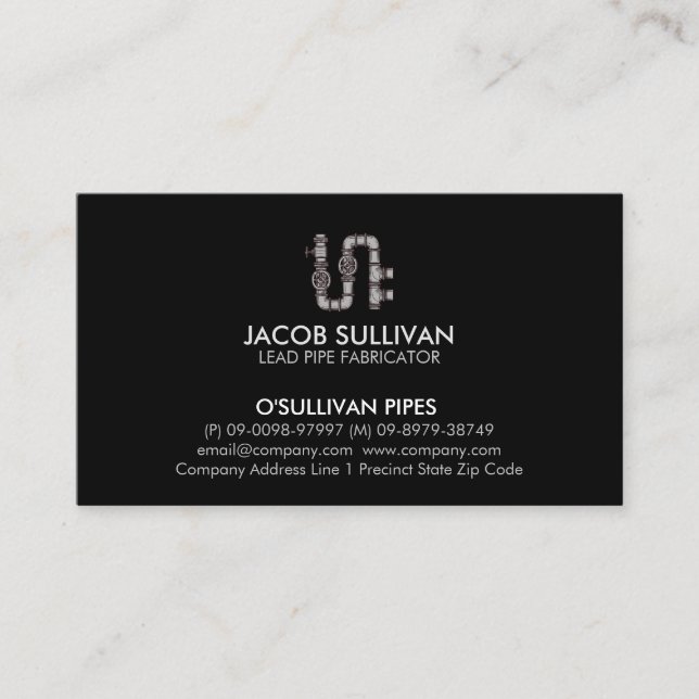 Tarjeta De Visita Capa de tubería de fontanería (Anverso)