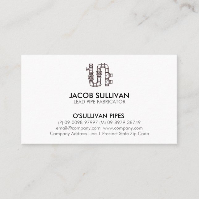 Tarjeta De Visita Capa de tubería de fontanería (Anverso)