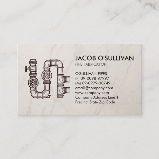 Tarjeta De Visita Capa de tubería de fontanería (Anverso)
