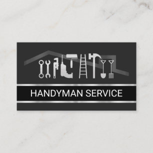 Tarjeta De Visita Capa Retro Faux Herramientas de Mano de Plata