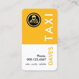 Tarjeta De Visita Capa simple de taxi amarillo retro