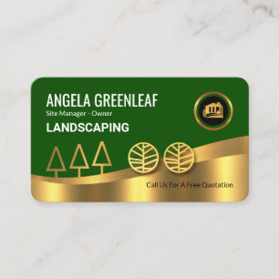 Tarjeta De Visita Capas de paisaje de jardín verde dorado lujoso