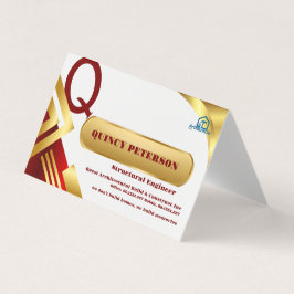 Tarjeta De Visita Capas doradas y rojas Monograma Inicial Fundador C