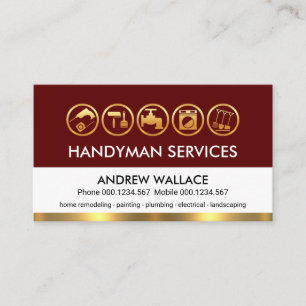 Tarjeta De Visita Capas Retro Red White Gold Handman