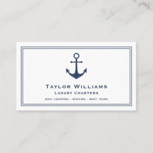 Tarjeta De Visita Capitán de barco yate ancla azul y blanco
