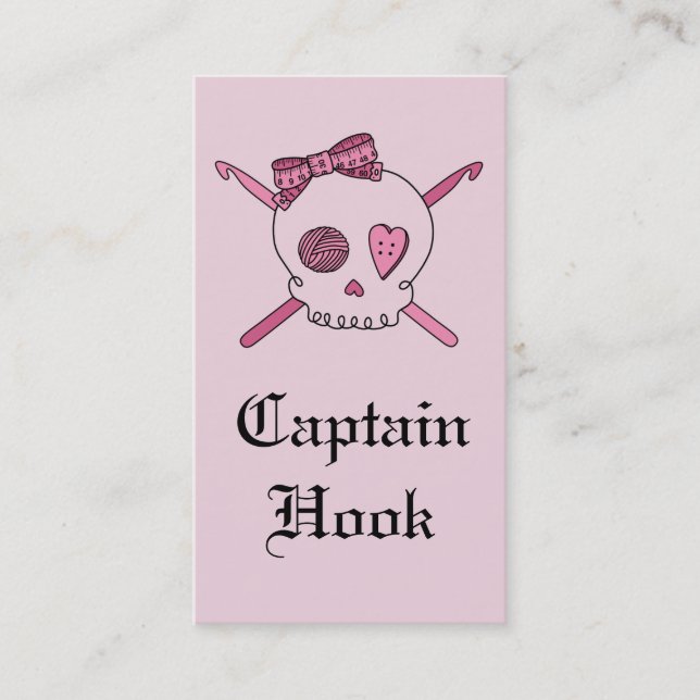 Tarjeta De Visita Capitán Hook Skull y ganchos de ganchillo (parte (Anverso)