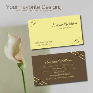 Tarjeta De Visita Cappuccino beige con líneas doradas, clásico y mod
