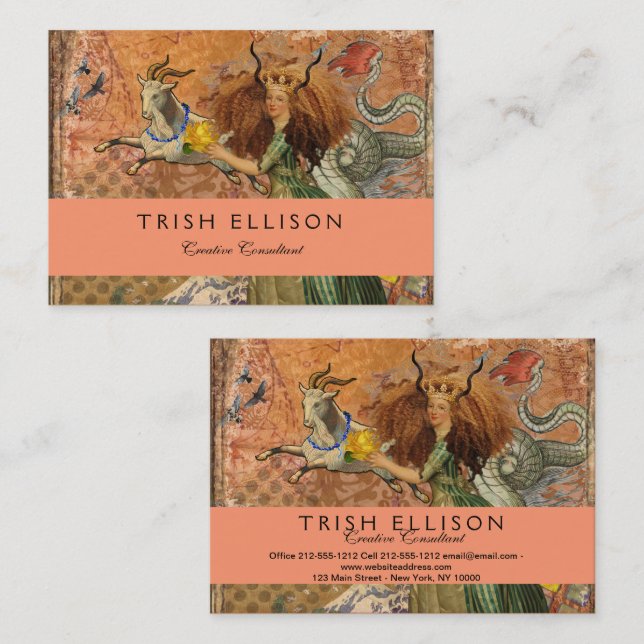 Tarjeta De Visita Capricorn Mujer Goat Whimsical Fun (Anverso / Reverso)