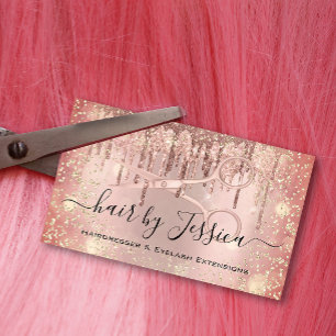 Tarjeta De Visita Cápsulas estilistas para el cabello Tijeras Rosa