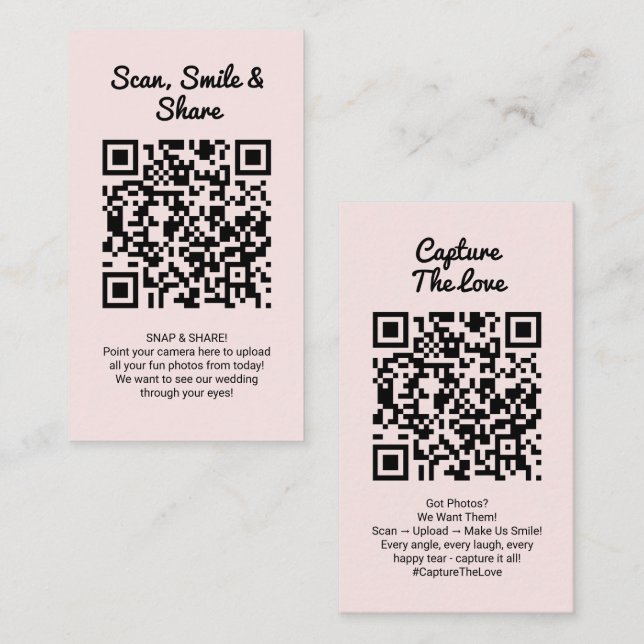 Tarjeta De Visita Captura de Amor Código QR Compartir foto Boda (Anverso / Reverso)