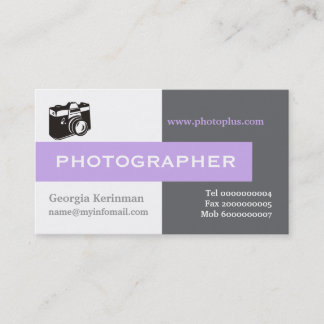 Tarjeta De Visita Captura de ojos de fotógrafo gris, blanco, lavanda